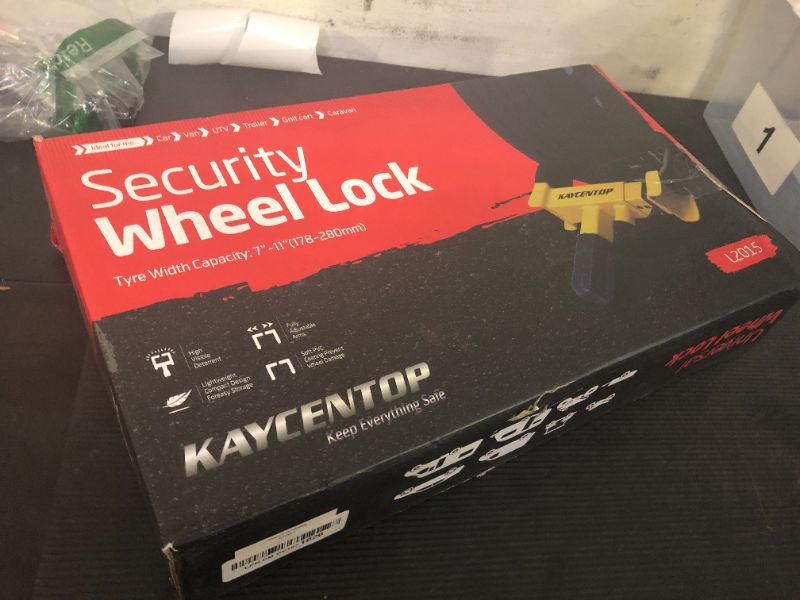Photo 1 of KAYCENTOP Universal Wheel Lock, Security Trailer Wheel Lock Anti Theft Tire Lock, Heavy Duty Wheel Clamp Adjustable for Trailers SUV Golf Cart Boats ATV Great Deterrent Bright Yellow/Black, 3 Keys