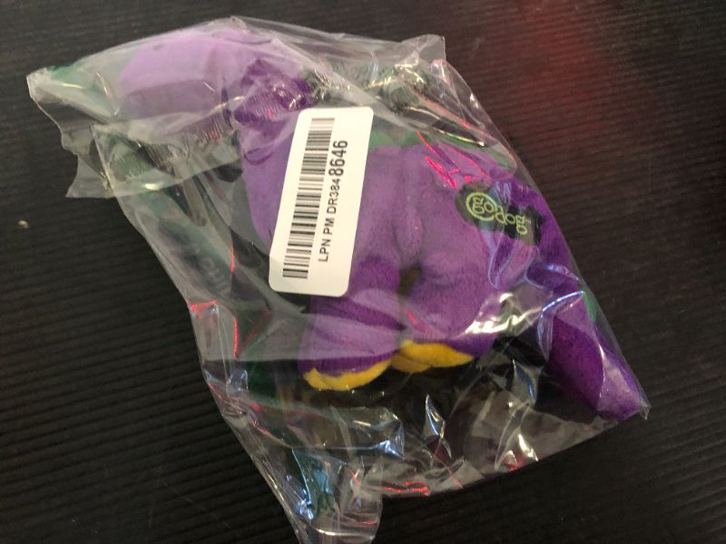 Photo 1 of goDog Just For Me Dinos Bruto Squeaky Plush Dog Toy, Chew Guard Technology - Purple, Mini