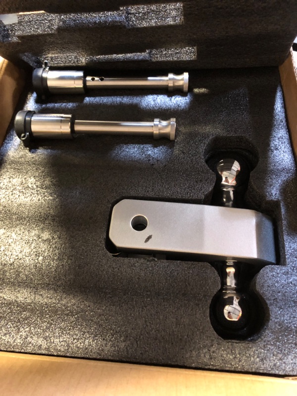 Photo 1 of METOWARE Adjustable Trailer Hitch - Aluminum Tow Hitch Fits 2-Inch Receiver - Heavy Duty Drop Hitch with 4-Inch Drop/Rise for Truck (12,500 LBS GTW), Double Anti-Theft Stainless Steel Pin Locks
