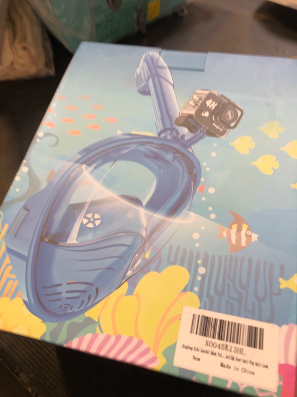 Photo 1 of QingSong Kids Snorkel Mask Full Face, Snorkeling Set with Camera Mount, 180 Degree Panoramic View Snorkeling Gear Anti-Fog Anti-Leak
