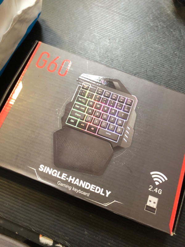 Photo 1 of RedThunder Wireless One-Handed Gaming Keyboard, 2.4Ghz RGB Backlit Mini Gaming Keypad, Rechargeable 2000mAh Battery for PC Gamer