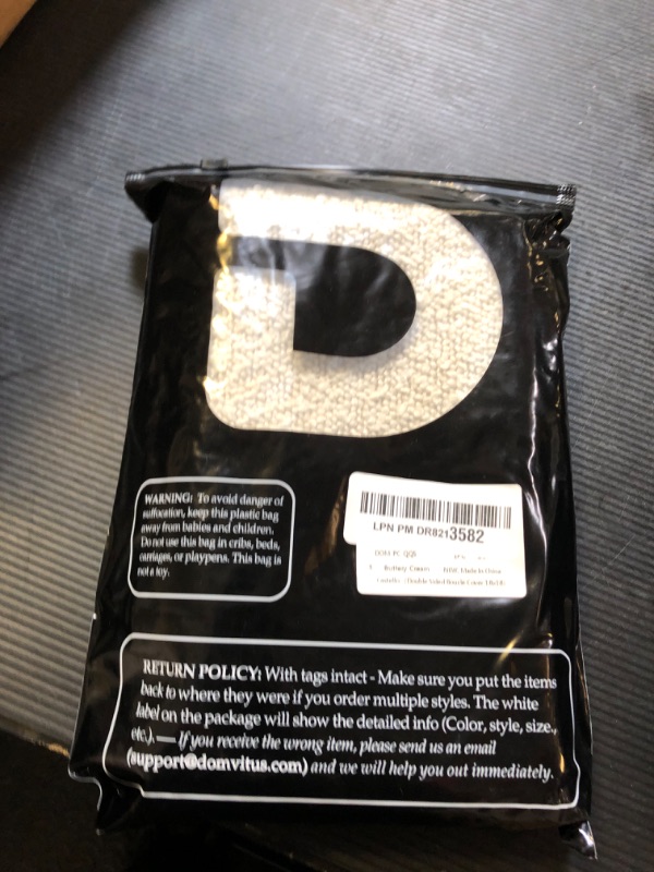 Photo 1 of DOMVITUS Luxury Decorative Throw Pillow Cover 18 x 18 Inch Textured Boucle Square Sofa Couch Pillow for Living Room Woven Accent Cushion Case, 1PC, Buttery Cream