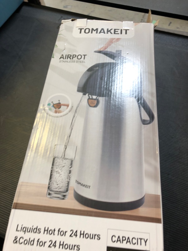 Photo 1 of TOMAKEIT Airpot Coffee Dispenser Thermal with Pump,3L/102 Oz Insulated Stainless Steel Large Airpot Coffee Carafe Lever Action for Hot/Cold Water,Thermos for Hot Cocoa for Parties
