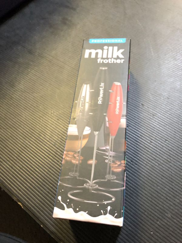 Photo 1 of PowerLix Powerful Handheld Milk Frother With Stand Battery Operated Foam Maker Frother Wand For Coffee (A Black) (A Black)