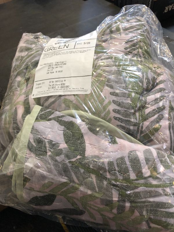 Photo 1 of WONGS BEDDING Botanical Quilt Set Queen, 3 Pieces Sage Green Plants Printed Bedspread with 2 Pillowcases, Lightweight Microfiber Floral Bedding Coverlet Set for All Season Queen(96”x90”)