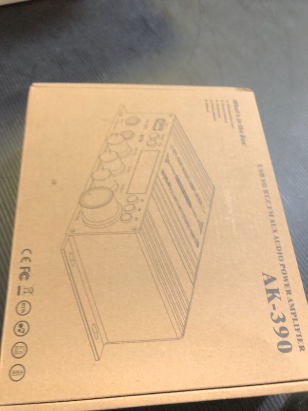 Photo 1 of Stereo Audio Amplifier for Home, AK-390 Bluetooth5.0 HiFi Mini Audio Amp 2.0 Channel RMS 40W X 2 Audio Component Speakers Amplifiers with 12V/5A Adapter, FM Radio, (BT,USB, AUX, Mic) Input