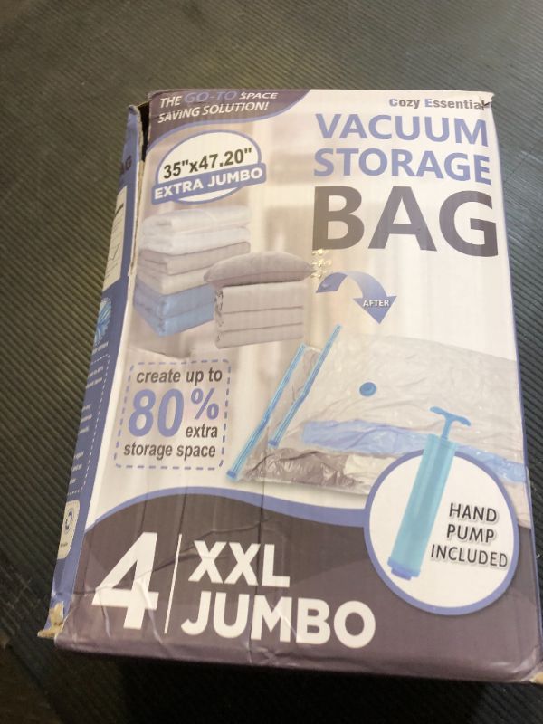 Photo 1 of 4 Pack XXL Jumbo Vacuum Storage Bags, Extra Large Vacuum Seal Bags for Comforters, Bedding, Blanket Storage, Giant Space Saver Bags for Huge Stuffed Toy(47.2x35 in)