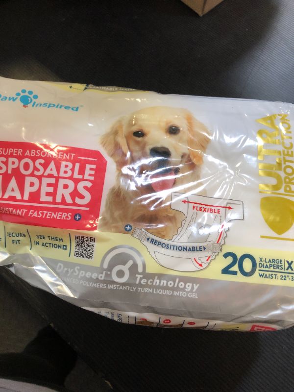 Photo 1 of Paw Inspired 20ct Disposable Dog Diapers | Female Dog Diapers Ultra Protection | Diapers for Dogs in Heat, Excitable Urination, or Incontinence (X-Large)