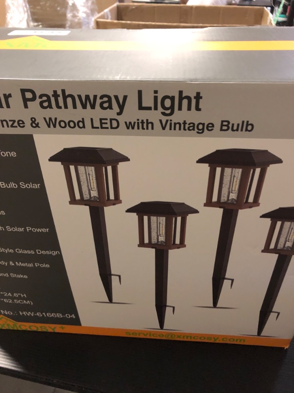 Photo 1 of XMCOSY+ Solar Pathway Lights Outdoor, 25 LM LED Garden Lights with Seed Glass, 2-Tone Bronze & Wood Colour, IP65 Waterproof Solar Powered Lighting for Yard Landscape Driveway Walkway (Warm White)