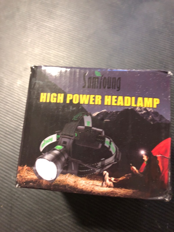 Photo 1 of 100000 LM Headlamp Induction Function, 7 Modes 50h Long Lasting Battery Life Head Lamp, IP67 Waterproof Zoom LED Headlamp, 90°Angle Adjustable for Outdoor Indoor Camping Running Hunting Car Repair