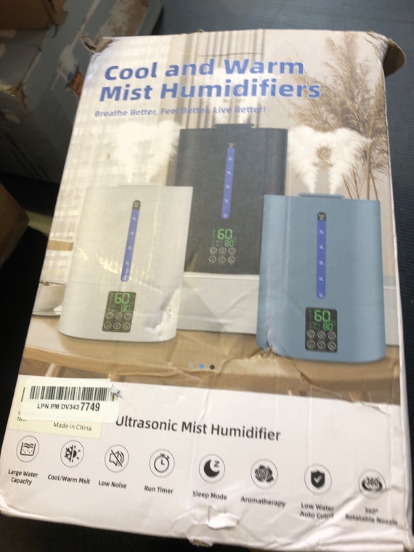 Photo 1 of 6L Humidifiers for Bedroom Large Room Home, Cool and Warm Humidifier for Plants Mist Top Fill Desk Humidifier Essential Oil Diffuser, Quiet Humidifiers with Adjustable Mist,360°Nozzle-Graphite