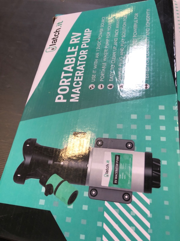 Photo 1 of LATCH.IT RV Macerator Pump 12V | 12GPM Macerator Pump for RV V2.0 | RV Waste Pump Macerator w/Quick-Release Fittings, Hoses & Clamps | 7-15A | Portable RV Pump | Dump 15 Gallons of waste per minute!