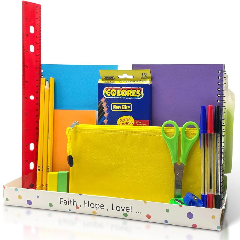 Photo 1 of 1 Set Back to School Supplies Bundle Kit for Kids Bulk Church Sunday School Supply for Classroom School Supply Box Grades K-5 Christian Charity Donation Supplies for Christmas Child Shoebox Gift (24)
