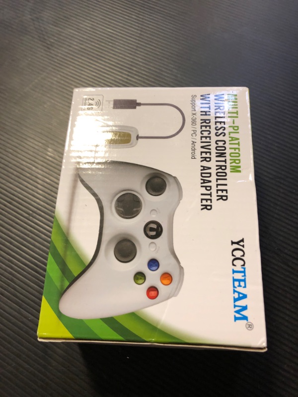 Photo 2 of Oussirro Wireless Controller for Xbox 360, 2.4GHZ Gamepad Joystick Controller Remote for PC Windows 7,8,10 with Receiver Adapter, White