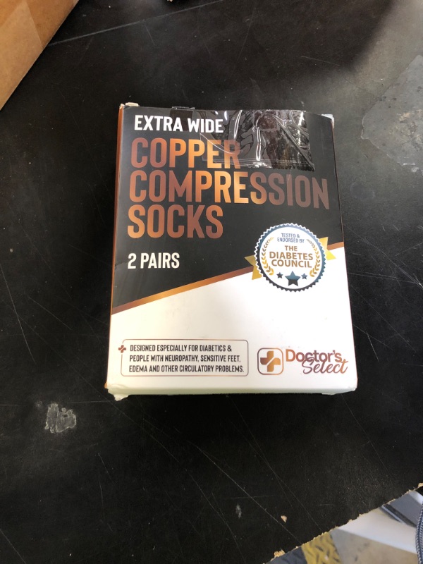 Photo 1 of Doctor's Select Copper Plus Size Compression Socks Wide Calf - 2 Pairs | 20-30mmHg Extra Wide Calf Compression Socks Women | Copper Socks for Swelling, Varicose Veins | Extra Wide Calf Compression Socks | Black Wide Compression Socks for Women & Men