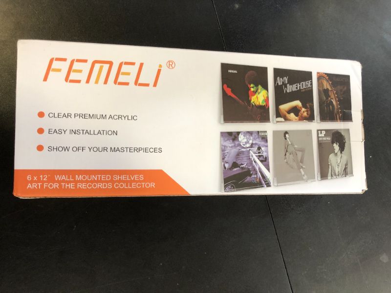 Photo 1 of FEMELI LP Vinyl Record Display Shelf Wall Mount-6 Pack,Black Acrylic Album Holder