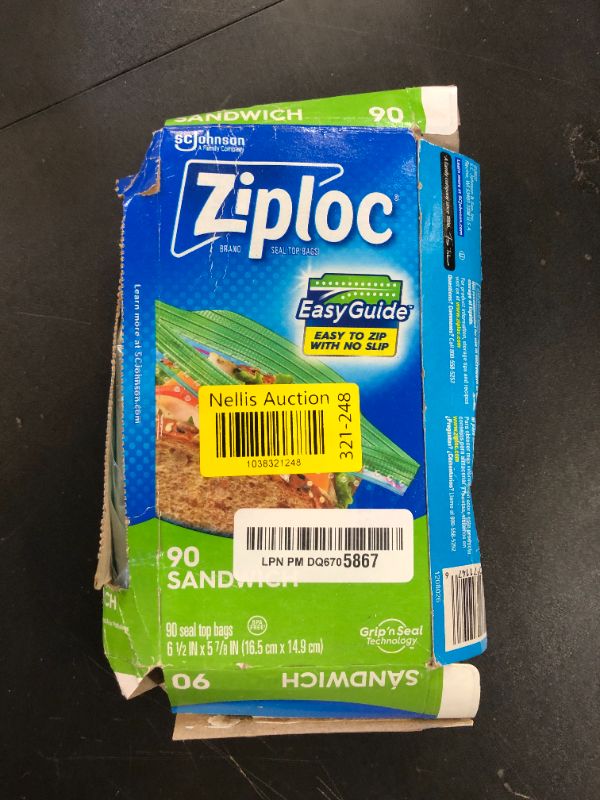 Photo 1 of Ziploc Sandwich and Snack Bags, Storage Bags for On the Go Freshness, Grip 'n Seal Technology for Easier Grip, Open, and Close, 90 Count