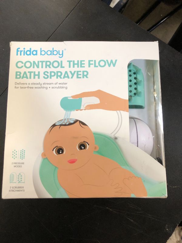 Photo 1 of Frida Baby Control The Flow Bathtub Sprayer Attachment for Baby Bathtub, Baby Bath Shower Head with Scalp Massager, Control Waterflow with 2 Pressure Modes