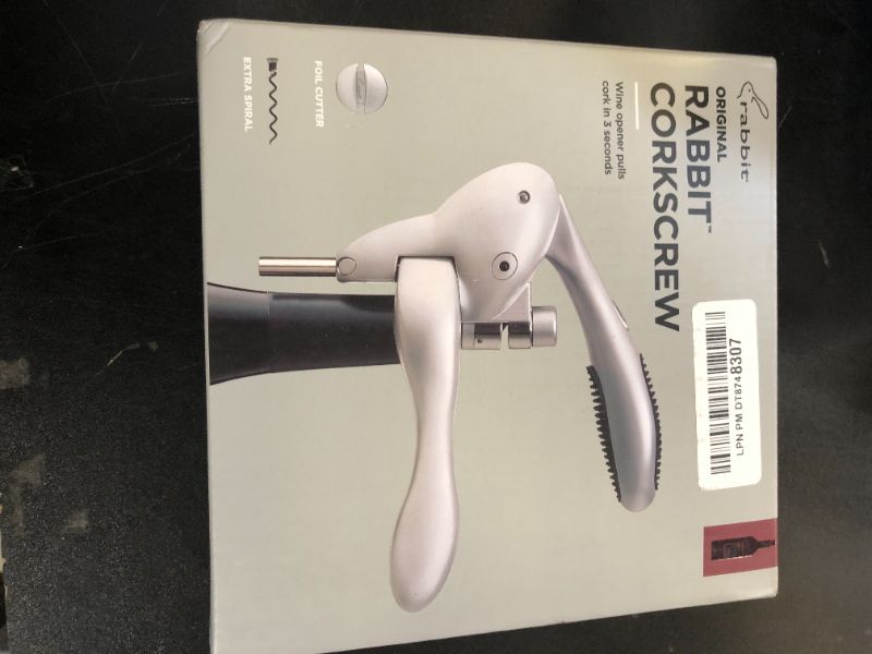 Photo 1 of Rabbit Original Lever Corkscrew Wine Opener with Foil Cutter and Extra Spiral (Silver)