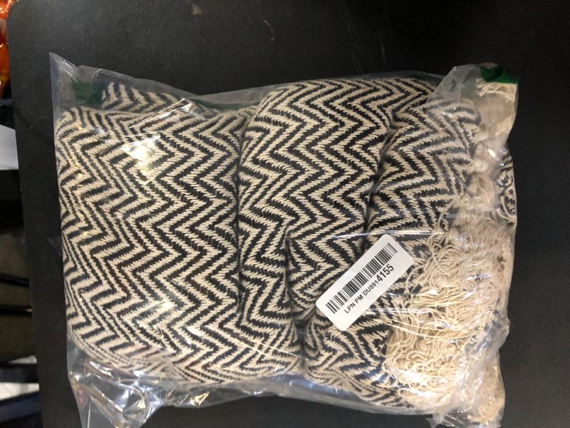 Photo 1 of DII Chevron Throw Collection Handloomed Cotton, 50x60, Black