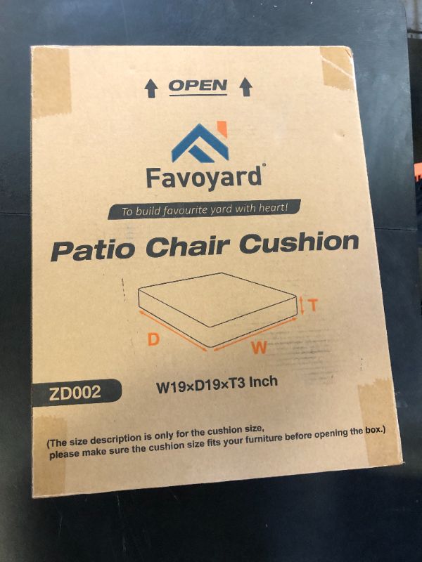 Photo 1 of Favoyard Patio Chair Cushions 19 x 19 x 3 Inch Waterproof Outdoor Seat Cushions for Patio Furniture 3-Year Color Fastness Garden Sofa Couch Chair Pads with Handle & Adjustable Straps Set of 2, Beige