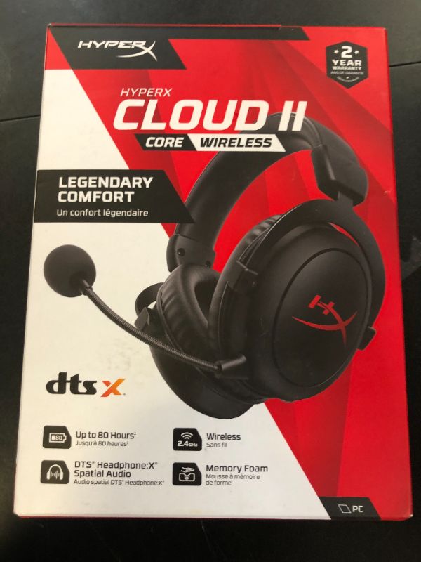 Photo 1 of HyperX Cloud II Core Wireless - Gaming Headset for PC, DTS Headphone:X Spatial Audio, Memory Foam Ear Pads, Black