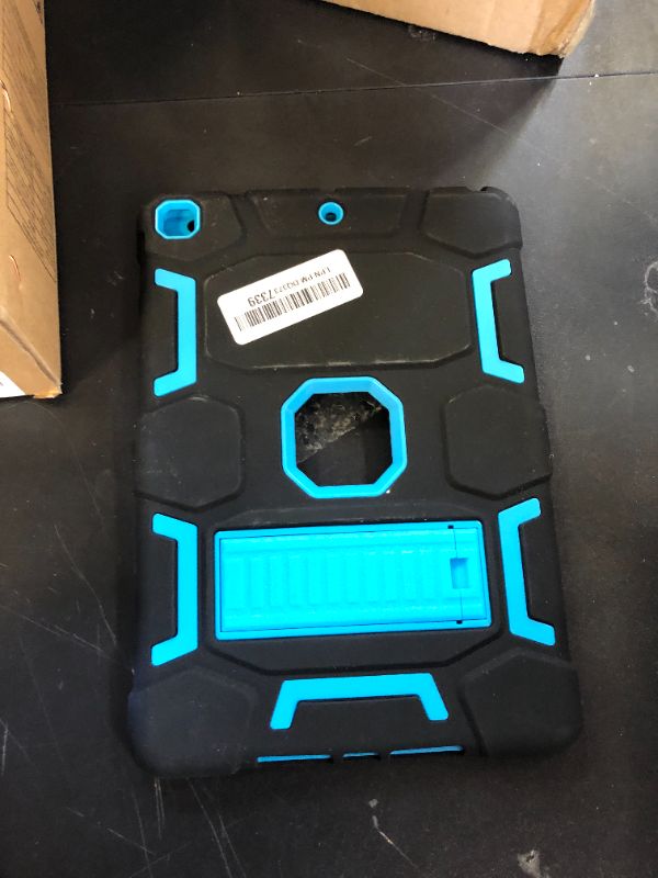 Photo 1 of CCMAO iPad 9th Generation Case, iPad 8th/7th Generation Case, iPad 10.2 2021/2020/2019 Case with Kickstand, Heavy Duty Shockproof Hybrid Three Layer Protective Cover for Kids Boy Girl, Black+Sky Blue