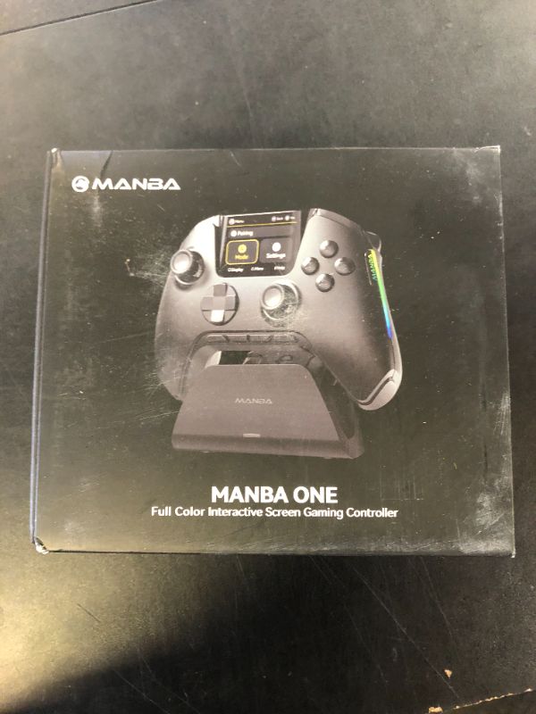 Photo 1 of ManbaOne Interactive Screen Wireless Gaming Controller for PC/Switch/iOS/Android,Hall Effect Stick & Trigger,RGB Lighting,Remappable Buttons,1800mAh with Charging Dock (Black)