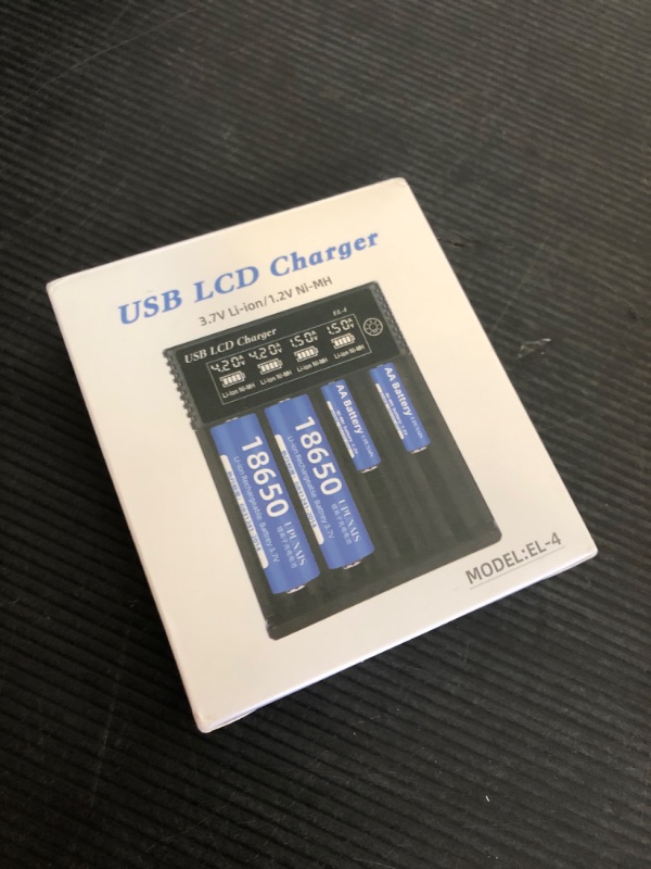 Photo 1 of 18650 Battery Charger,4 Bay LCD Display Smart Universal Charger for Rechargeable Batteries Ni-MH/Ni-Cd AA AAA 3.7V Li-ion Battery 21700 26650 14500 16650
