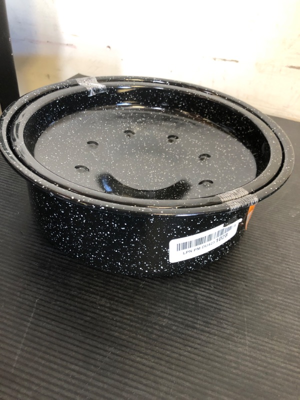 Photo 1 of Granite Ware 3 lb. Capacity Covered Round Roaster, Speckled Black Enamel on Steel