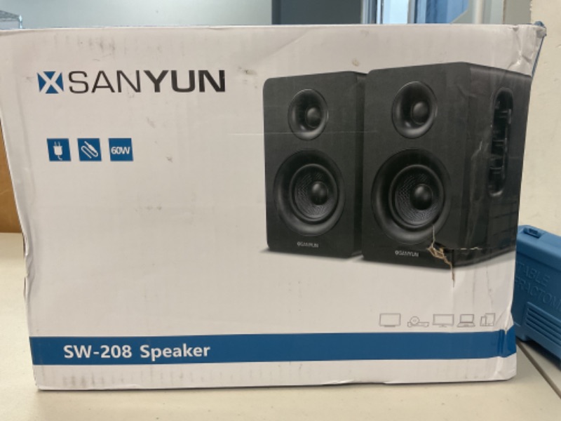 Photo 1 of Sanyun SW208 3" Active Bluetooth 5.0 Bookshelf Speakers – 60W Carbon Fiber Speaker Unit - Built-in 24bit DAC - Dynamic 3D Surround Sound – 2.0 Computer PC Monitor Gaming Speakers (Pair, Black)