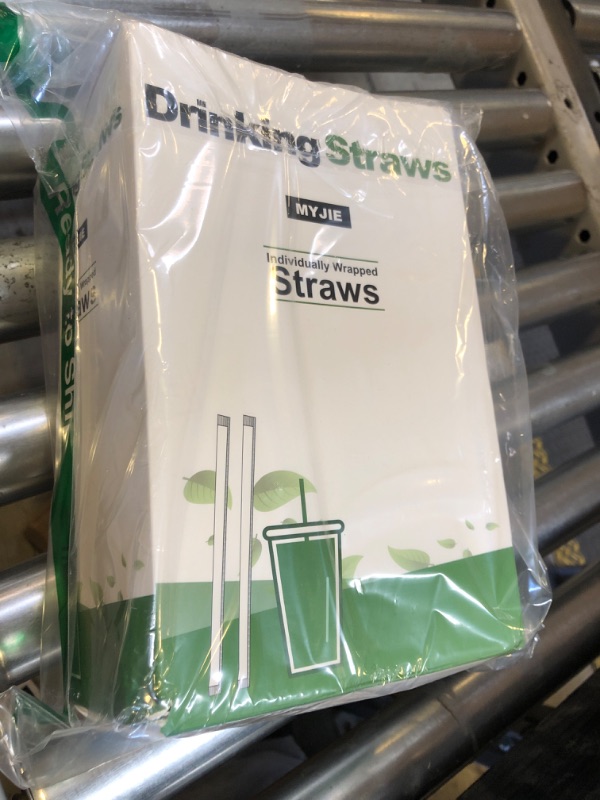 Photo 1 of [400 Pcs] Black Individually Wrapped Disposable Plastic Straws(7.5" longX0.23" diameter)