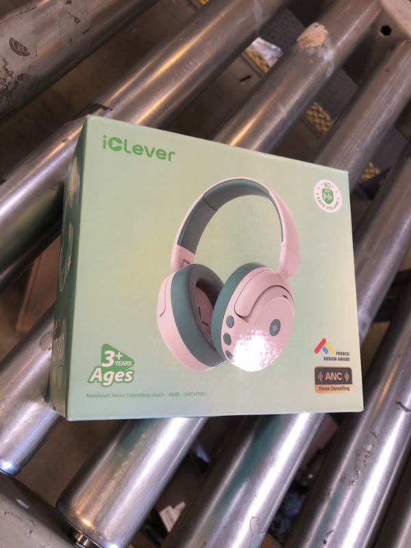 Photo 1 of iClever BTH20 Active Noise Cancelling Headphones for Kids, 60H Play Time,Type C Fast Charging,Safe Volume 80dBA,Bluetooth5.4,Award-Winning Kids Headphones Wireless for iPad Tablet Airplane,White&Green