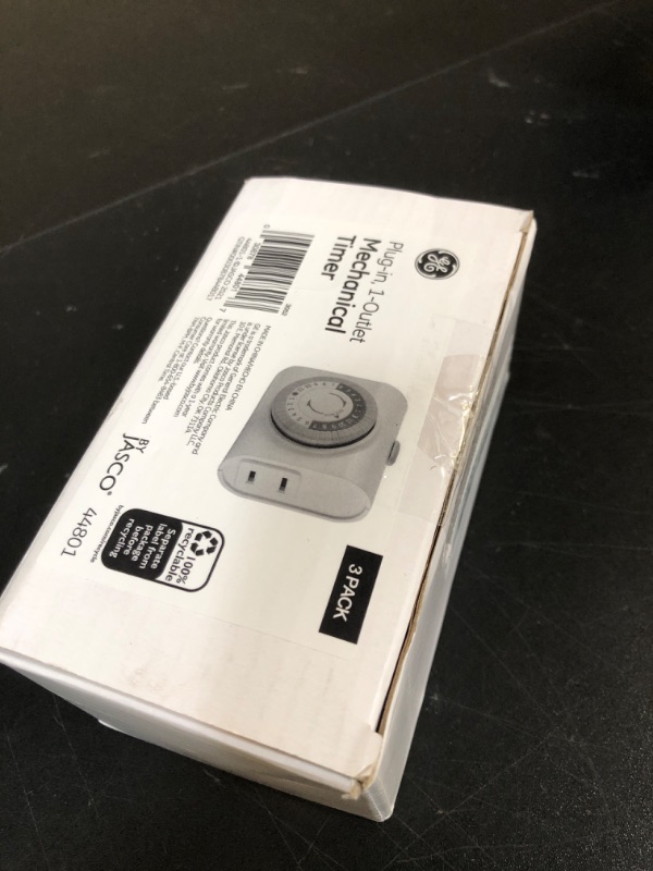 Photo 1 of 3 Pack: GE 24-Hour Indoor Basic Timer, 1 Polarized Outlet, Plug-In, Daily On/Off Cycle, 30 Minute Interval, for Lamps, Seasonal Appliances, and Portable Fans, 44801
