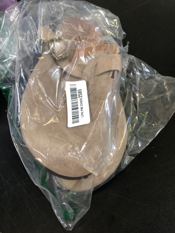 Photo 1 of Intini Suede Clogs for Mens Womens Leather Clogs Adjustable Buckle Cork Footbed Home Slippers Sandals Brown