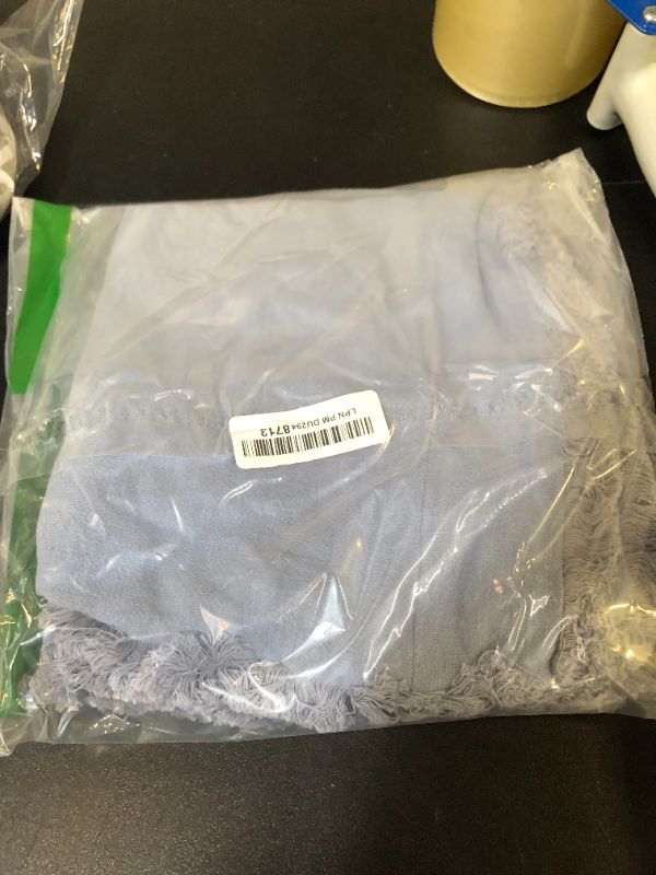 Photo 1 of MIULEE Decorative Throw Pillow Covers Neutral Linen Fringe Throw Pillows Set of 2 Light Blue Boho Farmhouse Cushion Covers with Tassels for Couch Sofa Bed Living Room Spring Home Decor 18x18 Inch