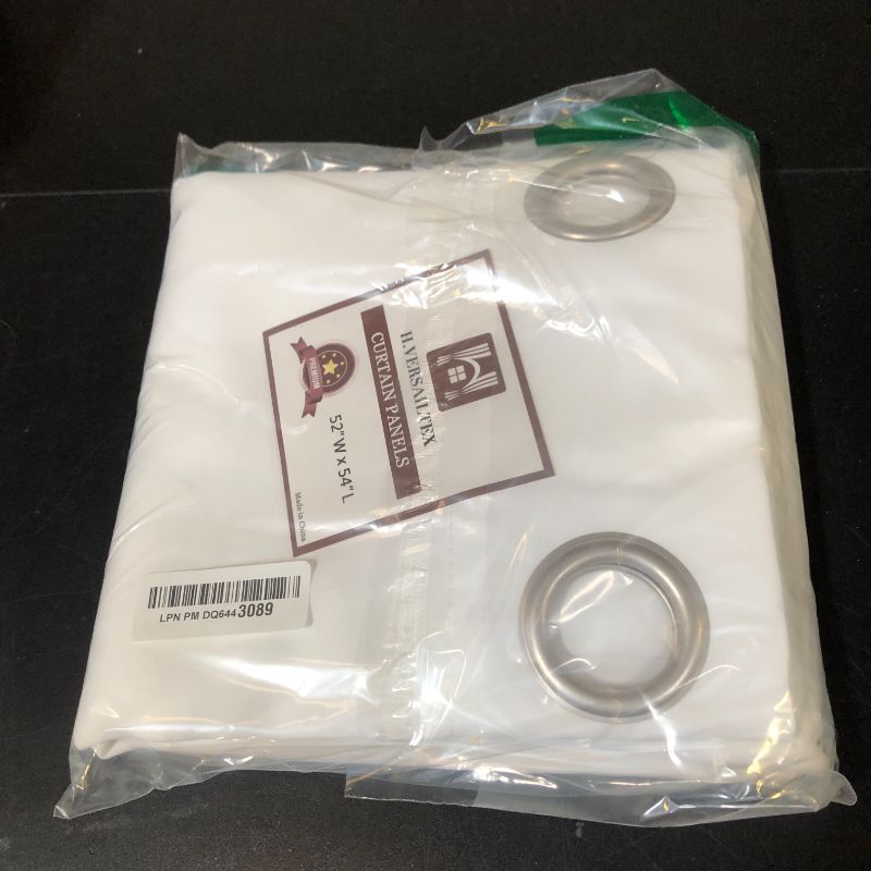 Photo 1 of H.VERSAILTEX Pure White Curtain for Living Room Thermal Insulated Window Treatment Curtain 54 inch Length Energy Saving Solid Grommet Top Room Darkening Drape, One Panel, 52" W x 54" L