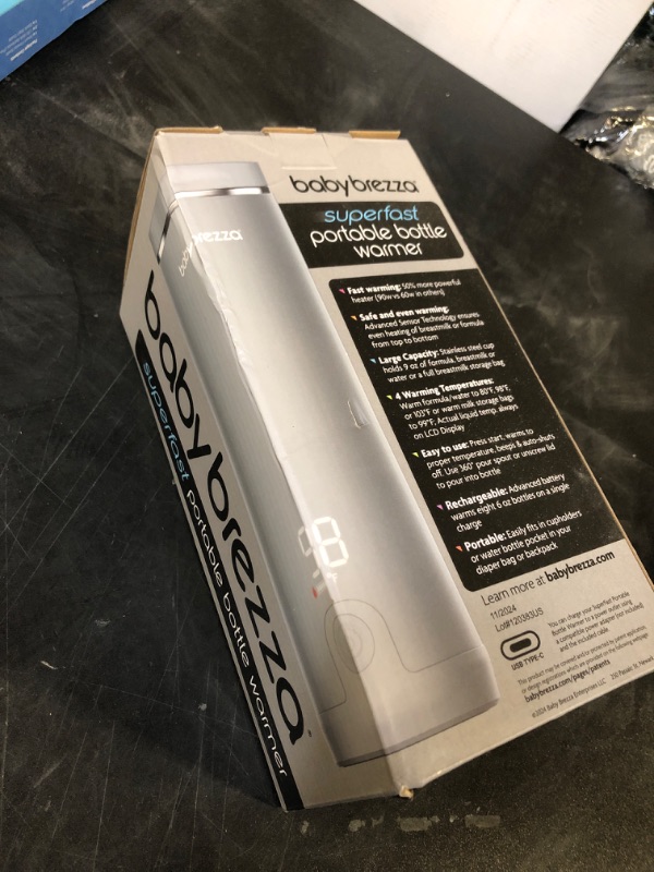 Photo 1 of Baby Brezza Superfast Portable Baby Bottle Warmer – 50% Faster - Travel Breastmilk Warmer and Formula Warmer - Safe, Even Heating - Up to 9oz - No Adapters, Grey