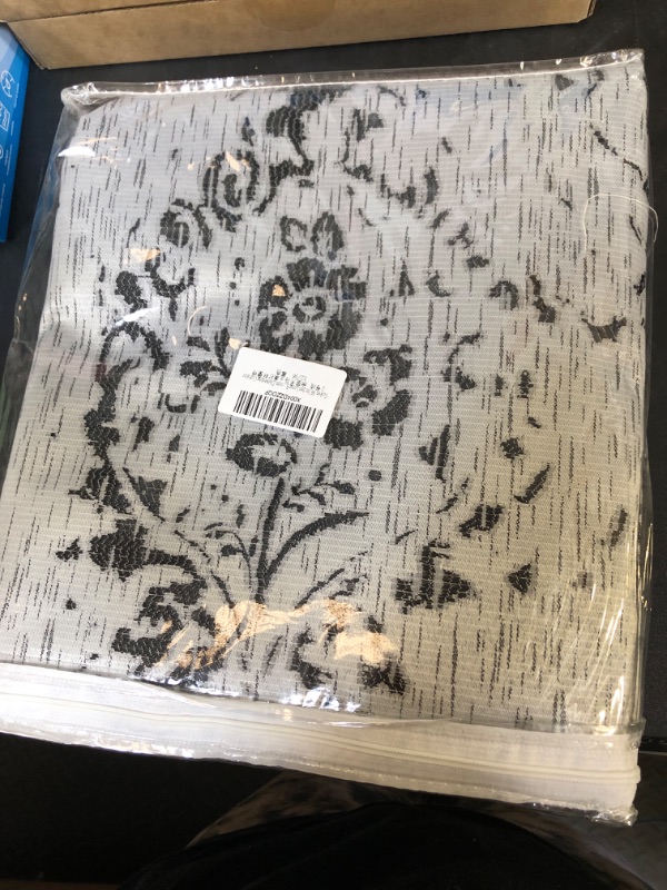 Photo 1 of Guken Damask Patterned Black Curtains 96 Inches Long for Dinning Room Boho Room Darkening Blackout 100% Light Blocking Printed Curtains for Bedroom Sliding Patio Door 52x96 8ft