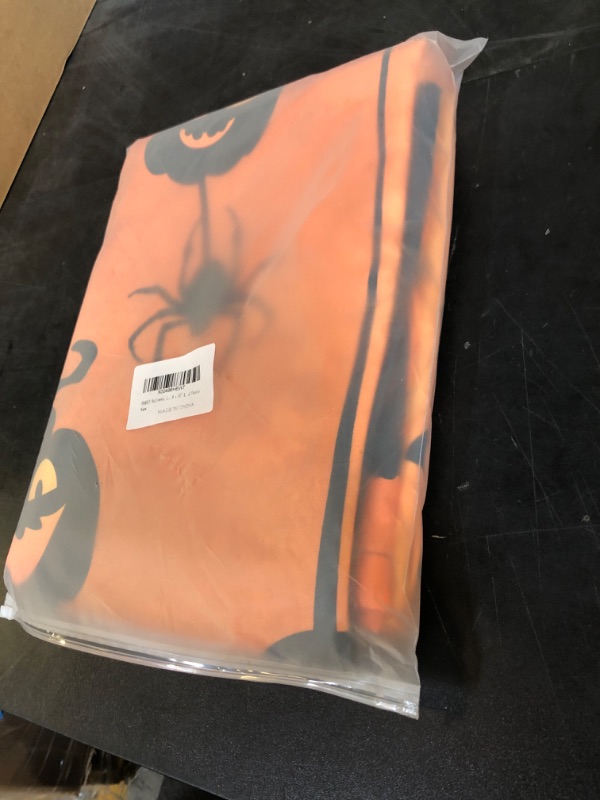 Photo 1 of FRAMICS Halloween Curtains for Living Room 63 Inch Length Halloween Window Curtains Orange Gradient Spider Web Bat Curtains Light Filtering Rod Pocket Curtains for Bedroom, 52" W x 63" L, 2 Panels