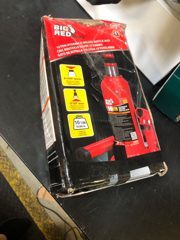Photo 1 of BIG RED 10 Ton (20,000 LBs) Torin Welded Hydraulic Car Bottle Jack for Auto Repair and House Lift, Red, TAM91003B