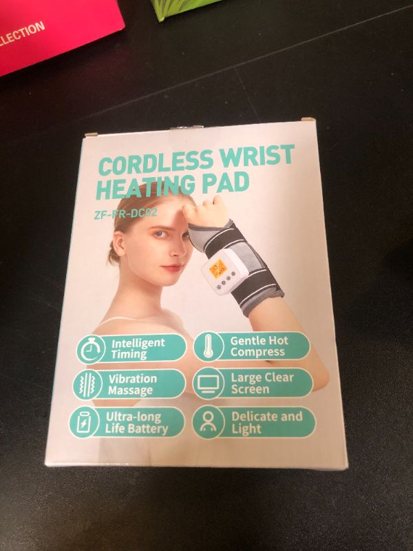 Photo 1 of Cordless Wrist Massager with Heat, 3000mAh Wrist Heating Pad with Massage for Carpal Tunnel Pain Relief, USB Rechargeable Heated Wrist Brace Wrap for Wrist & Arm, 3 Vibration Modes Wrist Warmer