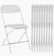 Photo 1 of Sweetcrispy Folding Chair 10 Pack, Plastic Foldable Chairs with 330-Pound Capacity, Sturdy Metal Portable Chair, Easy to Use and Store, Outdoor and Indoor, for Home, Office, Party, Comfy, White
