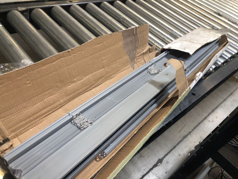 Photo 1 of Cordless Light Filtering Mini Blind - 32 Inch Width, 64 Inch Length, 1" Slat Size - Grey - Cordless GII Morningstar Horizontal Windows Blinds for Interior by Achim Home Decor