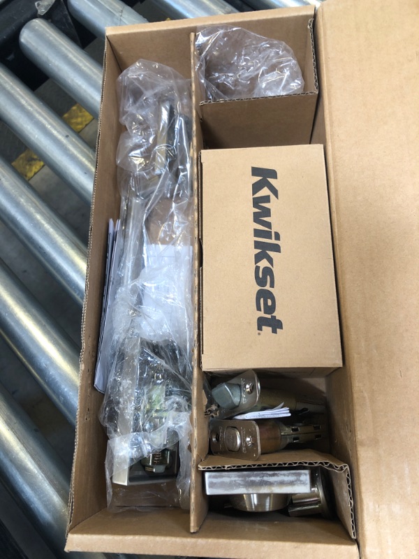 Photo 1 of Kwikset Amador Front Door Lock Handle and Deadbolt Set, Entry Handleset Exterior Only, Satin Nickel, Pick Resistant SmartKey Rekey Deadbolt Security, Interior Sold Separately, with Microban Protection