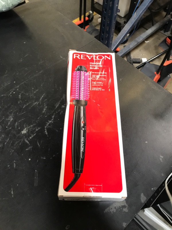 Photo 1 of REVLON Silicone Bristle Heated Hair Styling Brush | Fast, Long Lasting Volume for Easy Styling | 1" Barrel for Full Body and Smooth Styles (Black/Pink)