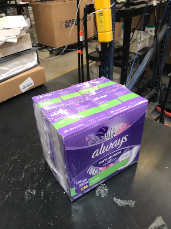Photo 1 of Always Anti-Bunch Xtra Protection Daily Liners, Long Length, Unscented, 136 Count x 2 (272 Count Total)