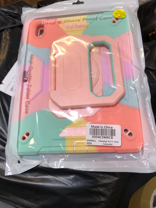 Photo 1 of for iPad Air 11 Case (M3) 2025/ iPad Air 11 Case 2024 (M2) with Pen Slot/360 Rotating Grip Magic Stand, Keychain/Shoulder Strap, Full-Body Rugged Cover for iPad Air 6th Generation (Colorful)