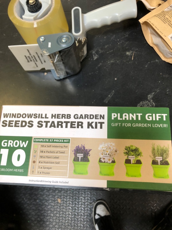 Photo 1 of 10  Seeds Garden Starter Grow Kit with Green Pots, Markers, Nutritional Soil, Watering, Herb Clipper, Complete Indoor Potted Plant Growing Set for Kitchen DIY