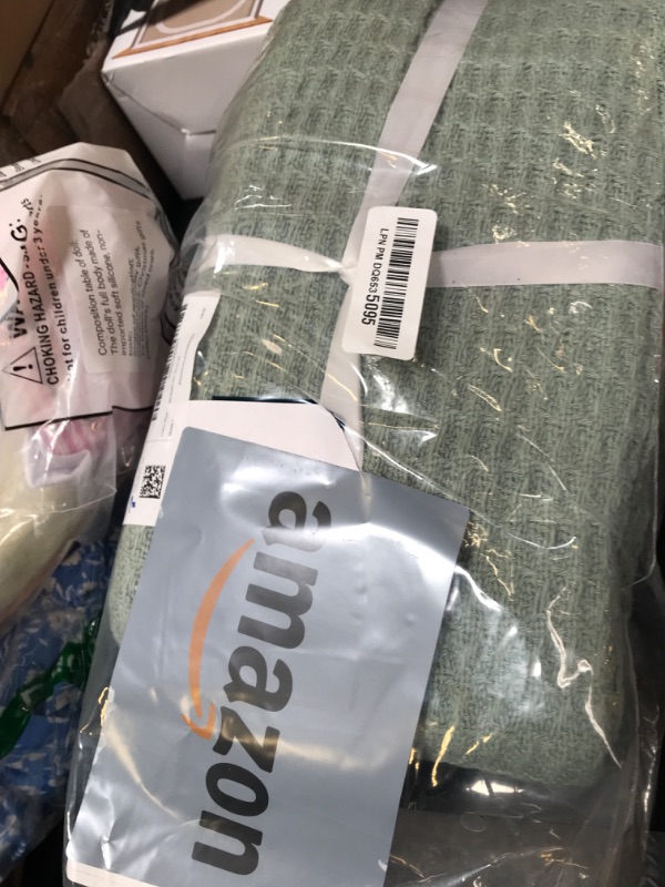 Photo 1 of Bedsure 100% Cotton Large Throw Blanket for Couch 50x70 inches - Breathable and Soft, Waffle Weave Throw Blanket for Office, Sage Green